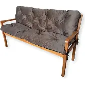 4L Textil Gartenbankauflage mit Rückenlehne aus Samt-Imitat, Bankauflage für Hollywoodschaukel und Gartenbank, mit Bändern, 100x50x50 cm, Braun