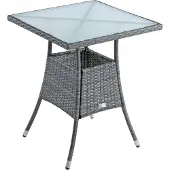 ESTEXO Polyrattan Beistelltisch Balkontisch 57 cm Rattan Tisch Gartentisch Anthrazit