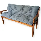 4L Textil Gartenbankauflage mit Rückenlehne aus Samt-Imitat, Bankauflage für Hollywoodschaukel und Gartenbank, mit Bändern, 100x50x50 cm, Dunkelgrau