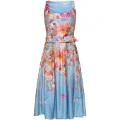 Vera Mont Cocktailkleid "Cocktailkleid mit Blumenprint", Damen, Gr. 34, EURO, bunt (blau, rosé), Obermaterial: 85% Lyocell CLY. 15% Polyamid PA., Kleider Cocktailkleid