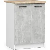 Akord Küchen-Unterschrank mit Arbeitsplatte OLIWIA Weiß, Beton B60xH85xT46 cm