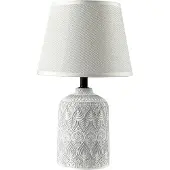 Versa Tischlampe aus Keramik, Eisen & Textil, Weiß, E14, max. 40W, 20x34x20 cm