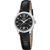Jaguar Quarzuhr "Essentia", schwarz (schwarz, schwarz, schwarz), Armbanduhren, Damen, silberfarben, Quarzuhr, Armbanduhr, Damenuhr, Swiss Made, Lederarmband, Saphirglas,Datum