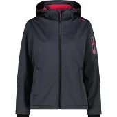 CMP Damen Softshelljacke Woman Jacket Zip Hood 39A5006M-00UU 34 - Titanio Mel-Carminio - 34