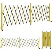 Mendler Alu Absperrgitter HWC-B34, Scherengitter Zaun Schutzgitter ausziehbar, 103x52-400cm gelb-schwarz