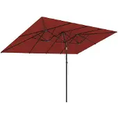 OEM Doppel-Regenschirm Rechteck 295x150 cm - breiter Sonnenschirm - Weinrot