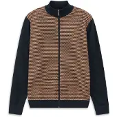 Bugatti 1100000002199 "Regular Fit", Herren, Gr. M, braun (70, braun), Strick, 100% Baumwolle, Strukturmuster, regular fit, ohne Ausschnitt, Strickjacken 1100000002199, mit Struktur
