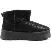 Lee cooper Winterstiefel Damen Schwarz mit Fell Plateau Monogramm-Muster 39