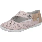 Rieker Riemchenballerina , Damen, Gr. 41, Leder Synthetik, rosa (hellbeige), Glattleder, Nubuklederimitat, Schuhe Riemchenballerina, Schlupfschuh, Slipper mit modischer Perforation