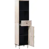 vidaXL Badezimmerschrank Weiß 38 x 33,5 x 160 cm Massivholz Mango