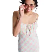 Roxy Trägerkleid "Limitless Mini", Damen, Gr. M, bunt (coconut milk plaid swell), Obermaterial: 70% Baumwolle, 30% Viskose., Kleider Trägerkleid