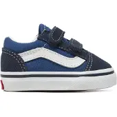 Vans Sneaker "Old Skool", Mädchen, Gr. 22, blau, Leder, mehrfarbig, Schuhe Sneaker, mit Klettverschluss für Kleinkinder