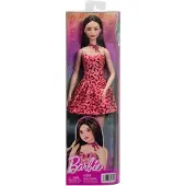 Barbie Fashionistas -Puppe Nr. 246 in einem rosa Kleid mit Leopardenmuster und schwarzem Haar, Modepuppe, Weiblich, 3 Jahr(e), Mädchen, 298 mm, Mehrfarbig