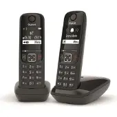 Gigaset AS690 Duo Schnurloses Telefon, Freisprecheinrichtung, 100 Kontakte, 14h Gesprächszeit, Schwarz