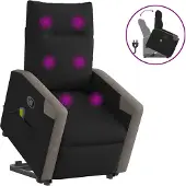 Syfax Massagesessel mit Aufstehhilfe Schwarz Stoff