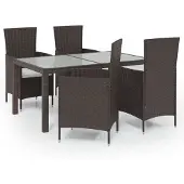 Syfax 5-tlg. Garten-Essgruppe mit Auflagen Poly Rattan Braun