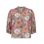 Zero Klassische Bluse "Tunika-Bluse mit Blumenprint", Damen, Gr. 44, rosa (rosé, grün), Obermaterial: 67% Lyocell CLY. 33% Polyamid PA., Blusen Klassische Bluse