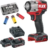 Flex Akku-Drehschlagschrauber IW 1/2" 400 18.0-EC 2x2,5 Ah Akkus, Stecknusssatz