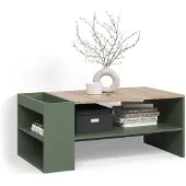 Livinity Couchtisch Piave Grün mit Regalen, Model 58834
