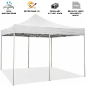 DIVINA FIRE Zusammenklappbarer Faltpavillon 3 x 6 weiß mit wasserdichtem PVC überzogen