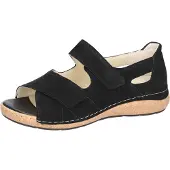 Waldlaufer Sandale "K-Heliett", Damen, Gr. 4 (37), schwarz, Nubukleder, unifarben, Schuhe Sandale, Sommerschuh, Sandalette, Keilabsatz, in Komfortweite K (= extraweit)