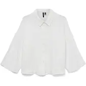 Vero Moda Hemdbluse "VMNATALI CROP SHIRT WVN NOOS", Damen, Gr. XS, weiß (snow weiß), Web, Obermaterial: 100% Baumwolle, unifarben, regular fit kurz, weit, Blusen Hemdbluse, Baumwolle, loose fit