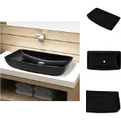 vidaXL Keramik Waschbecken schwarz rechteckig - Badezimmer-Waschbecken