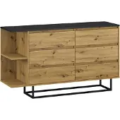 Feldmann-Wohnen Kommode Coco Schubladenkommode 140x40x81cm schwarz Artisan Eiche
