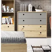 Meble Laski Kommode Stauraumschrank Jugendzimmer 90cm bernstein eiche platingrau Modern