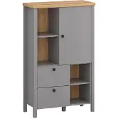 Feldmann-Wohnen Highboard Kommode Melini 85x38x139cm schiefergrau Eiche Delano hell