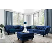 Fun-Möbel Sofaset Designersofas CHARLOTTE 3-2-1 in Stoff Matt Velvet Dunkelblau
