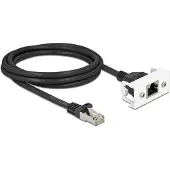DeLOCK Netzwerk Verlängerungskabel für Easy 45 Modul S/FTP RJ45 Stecker zu RJ45 Buchse Cat.6A 2 m schwarz, 2 m, Cat6a, S/FTP (S-STP), RJ-45, RJ-45, Schwarz, Weiß