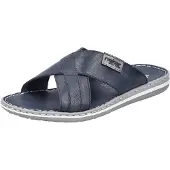 Rieker Herren Pantolette aus beschichtetem Leder mit Kreuzbandage 21082, Größe:43 EU, Farbe:Blau