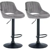 BellaFurn 2er-Set Barhocker aus Samt – Küchenhocker – Höhenverstellbar und Drehfunktion