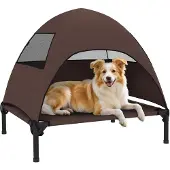 PawHut Hundeliege Outdoor mit Dach, Erhöhtes Hundebett für Mittelgroße Hunde