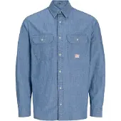 Jack & Jones Langarmhemd "JPRBLUHARRY CHAMBRAY L/S SHIRT", Herren, Gr. L, N-Gr, medium blau denim, Web, Obermaterial: 100% Baumwolle, unifarben, regular fit, Hemden Langarmhemd