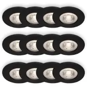 Briloner KULANA 3x4er Set LED Einbauleuchten, Spritzwasserschutz, Schwarz-Matt, Ø9 x 2,5 cm