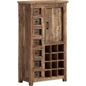 Woodkings Hochkommode Sumatra mit Weinregal Altholz rustikal