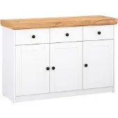 Feldmann-Wohnen Kommode Sky Sideboard 123x41x82cm weiß Gold Craft Eiche