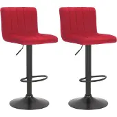 BellaFurn 2-teiliges Barhocker-Set – Samtstoff – höhenverstellbarer Komfort | Farbe: Rot