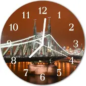 Tulup Glasuhr Wanduhr Küchenuhr Echt-Glas 30fi cm Brücke mehrfarbig