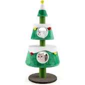 Northix Weihnachtskatzenbaum mit 2 Höhlen, Sisalstämmen und Plüschtieren
