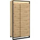 Furniture24 Kleiderschrank Quant QA-01 Schrank Drehtürenschrank 2 Türiger Wohnzimmerschrank mit LED Beleuchtung