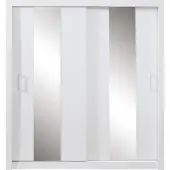 Masseno Schiebetürenschrank MIRA 200/215/60cm 2-türig mit Spiegel Weiß