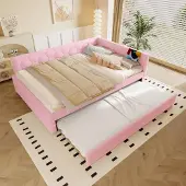 SOFTWEARY Schlafsofa mit Bettfunktion, Gästebett und Lattenrost 140x200 cm, Polsterbett, Doppelbett, Vlies