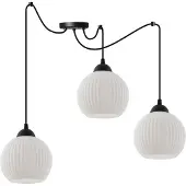 Light11 HOME Hängelampe Spider Riffle Schwarz 3-Platten Weiß Lampenschirm Kugel E27