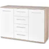 Halmar Kommode Lima KM4 - Dub-Sonoma / weißer Glanz