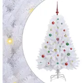 Syfax Künstlicher klappbarer Weihnachtsbaum Weiß 150 cm PVC und Stahl