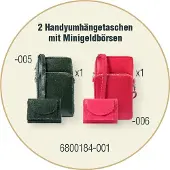 Akzent 2 Stück Handyumhängetasche mit Minigeldbörse, Echtleder