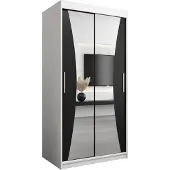 MEBLE KRYSPOL Kleiderschrank, Schiebetürenschrank Schlafzimmer, Schrank mit Spiegel MONACO 100 cm
